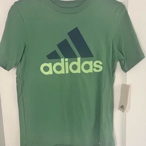 Adidas Kids Tee in Green with Navy Logo